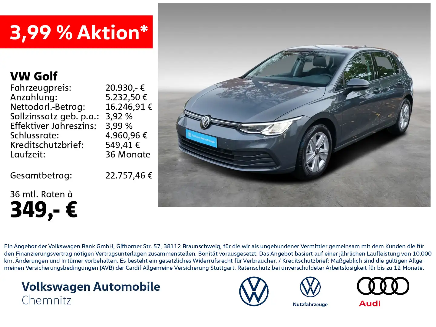 Volkswagen Golf VIII 1.5 TSI Life Park Assist LED CarPlay Grau - 1