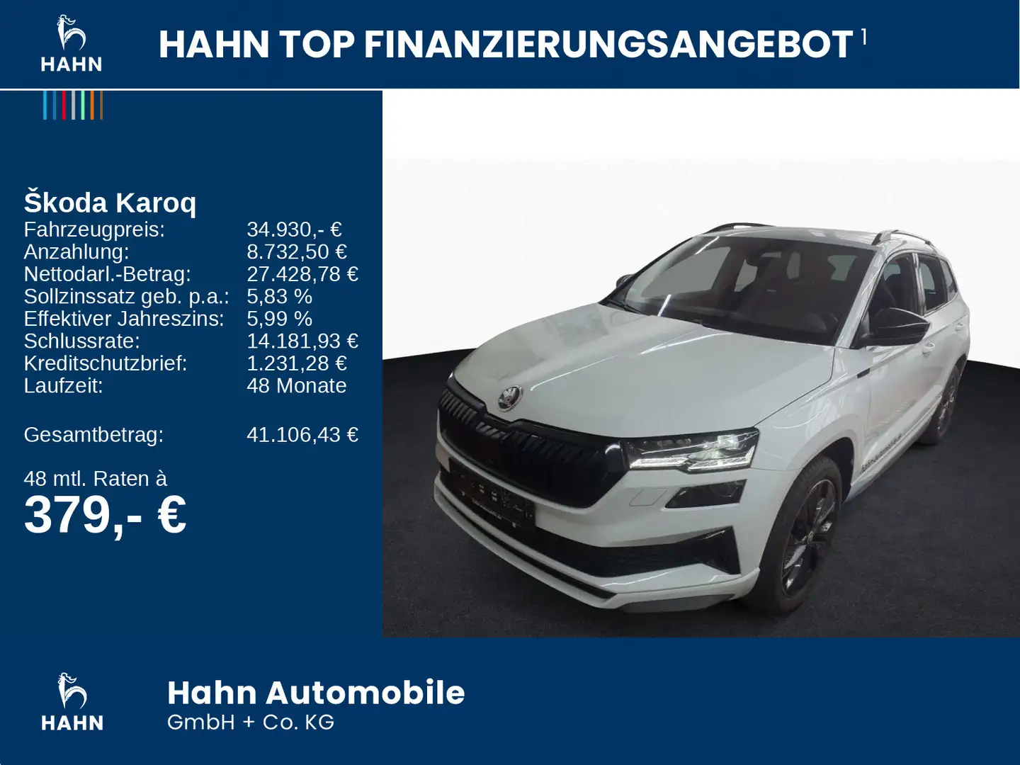 Skoda Karoq 1.5 TSI DSG Sportline Navi AHK CAM LED PDC Weiß - 2