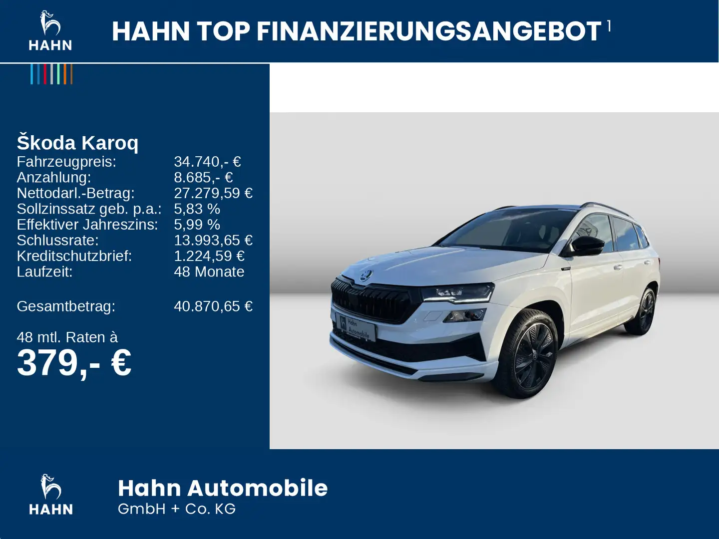 Skoda Karoq 1.5 TSI DSG Sportline Navi AHK CAM LED PDC Weiß - 2