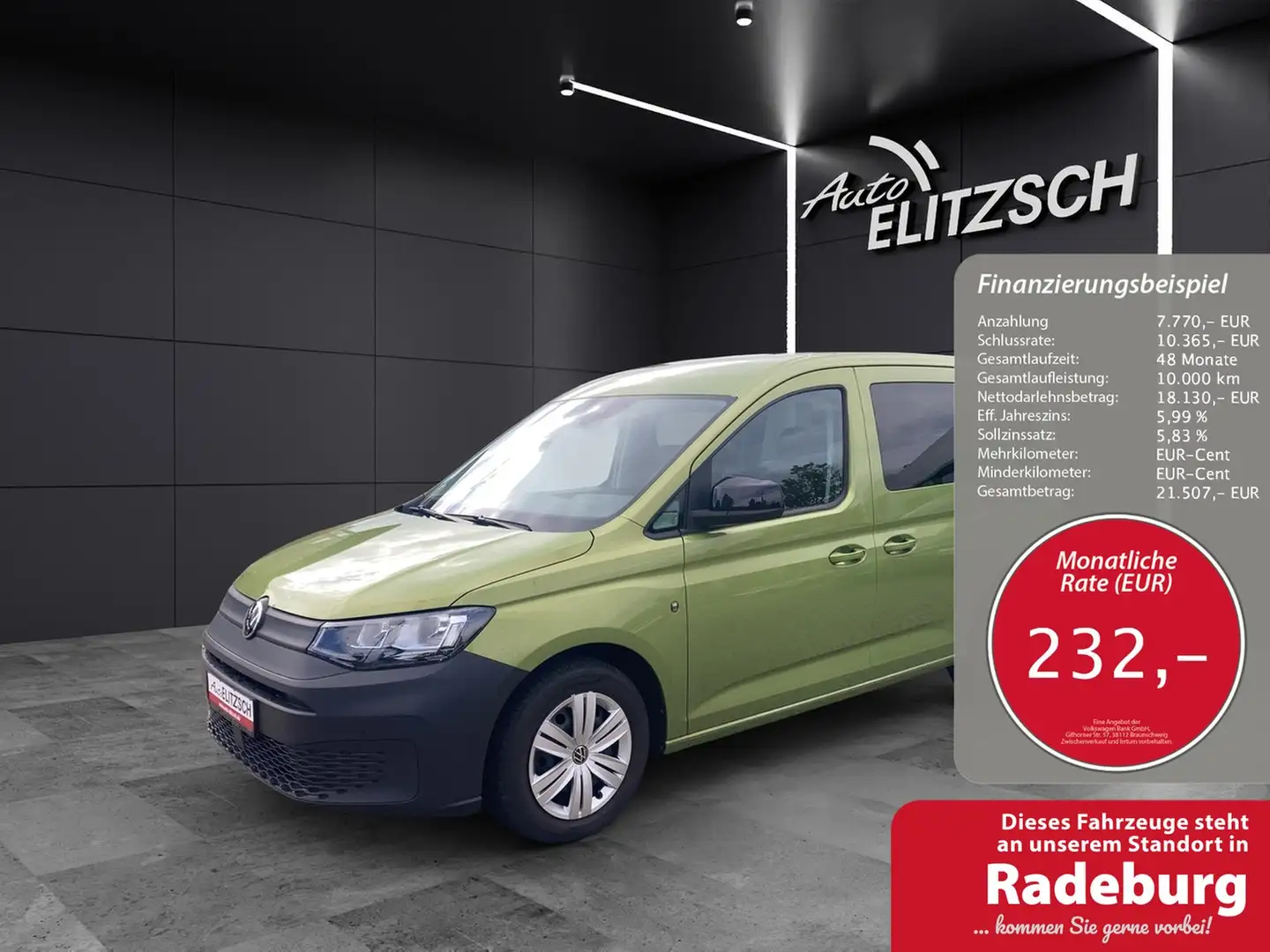 Volkswagen Caddy TSI Life DSG AHK Klima GRA PDC SH Grün - 1