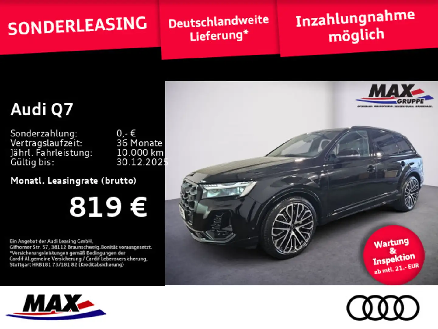 Audi Q7 SUV 50 TDI quattro S LINE+AHK+MATRIX+PANO+B&O Schwarz - 1
