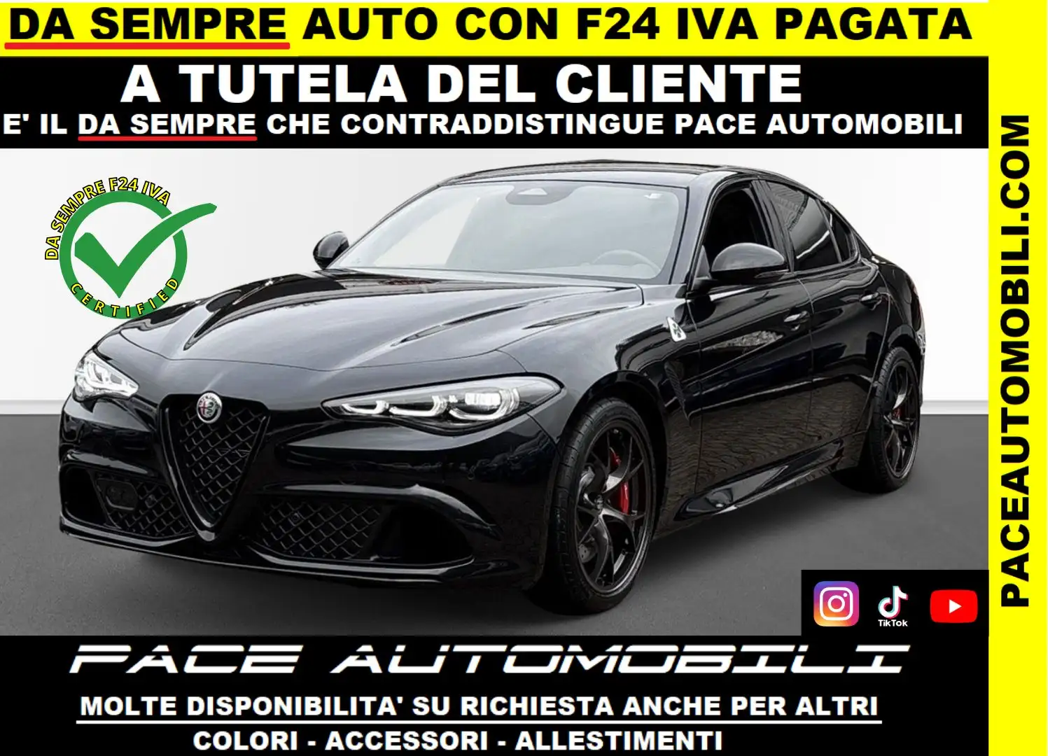 Alfa Romeo Giulia QUADRIFOGLIO LED NAVI PDC PELLE KAMERA 19" BLACK Black - 1