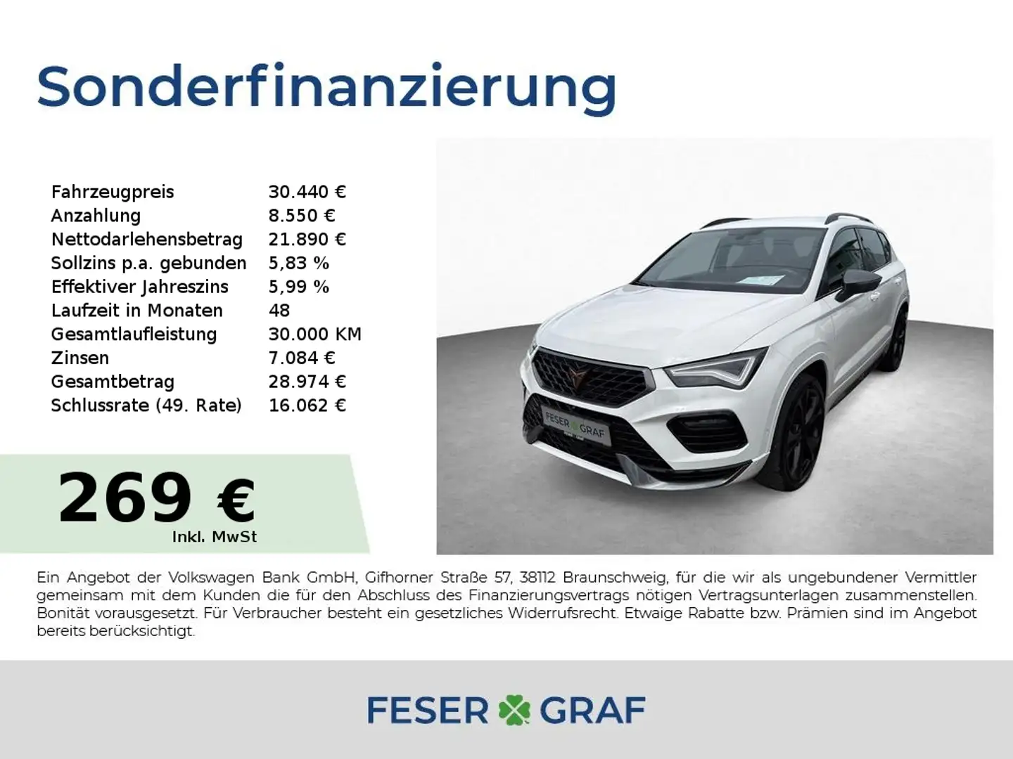 CUPRA Ateca VZ 2.0 TSI DSG 4DRIVE 19"AHK NAVI BEATS SHZ Weiß - 1