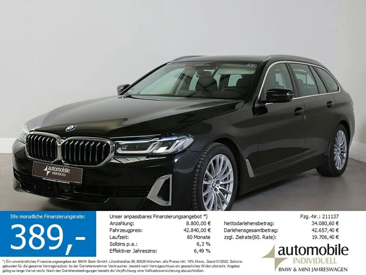 BMW 530 d AT xDr. Luxury Line ACC Laser Park+ HuD AHK Schwarz - 1