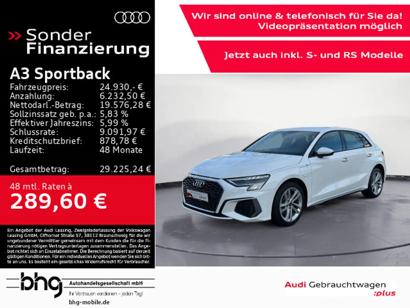 Audi A3 40 TFSIe S-line LED/Navi/Kamera/Ass Blanc - 1