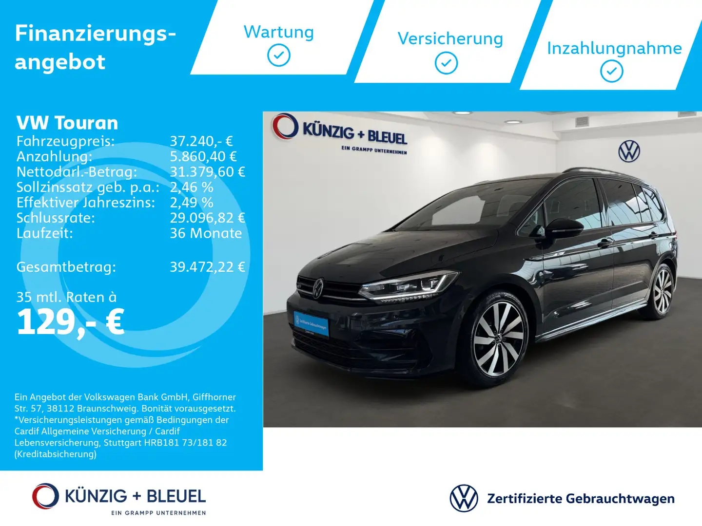 Volkswagen Touran R-Line 2,0 TDI DSG*NAV*STZHZG*AHK*ACC*KEY Gris - 1