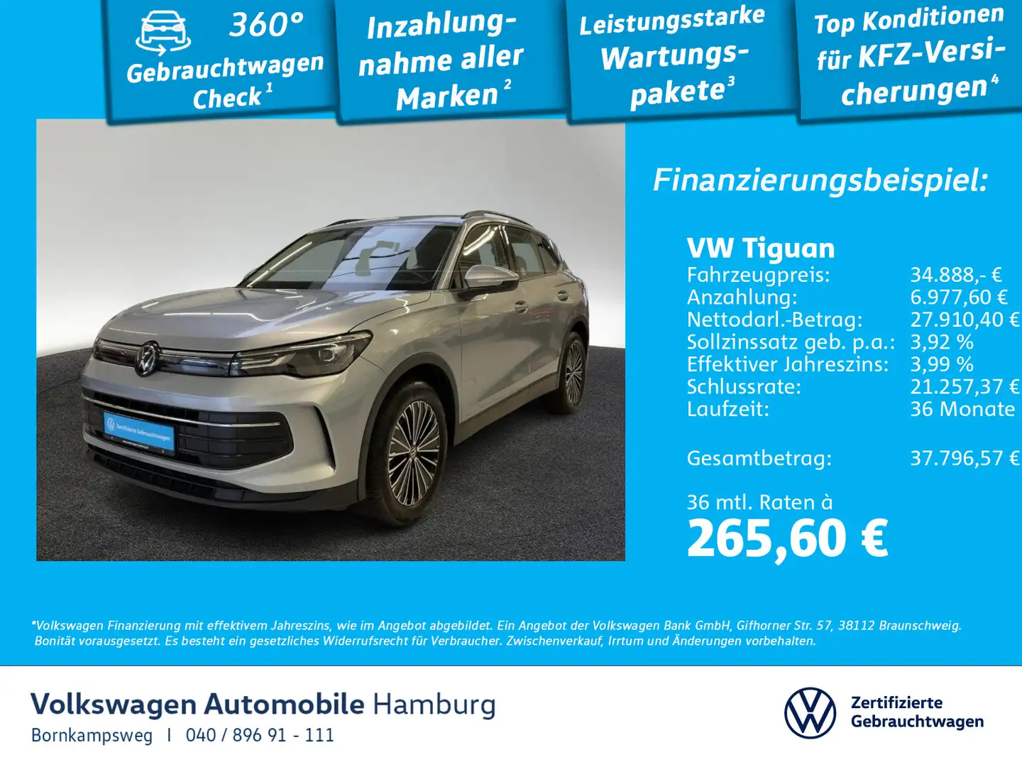 Volkswagen Tiguan 1.5 eTSI Life DSG AHK Navi Sitzhzg LED Plateado - 1