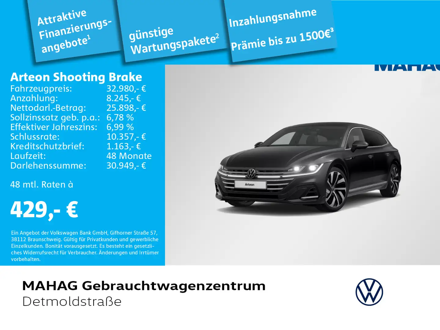 Volkswagen Arteon R-Line 4Mot 2.0 TDI AHK IQ Grau - 1