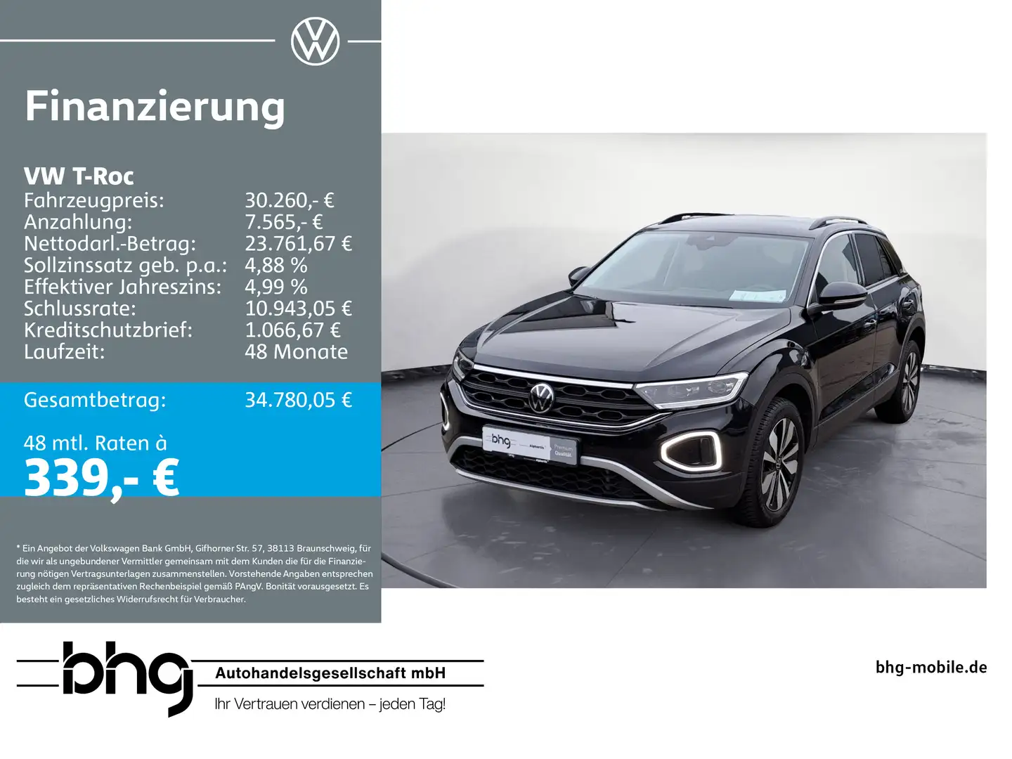 Volkswagen T-Roc 2.0 TDI SCR DSG GOAL Schwarz - 1