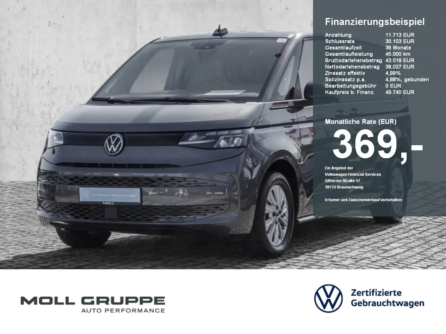 Volkswagen T7 Multivan TDI DSG Navi Klima ACC GJR Grau - 1