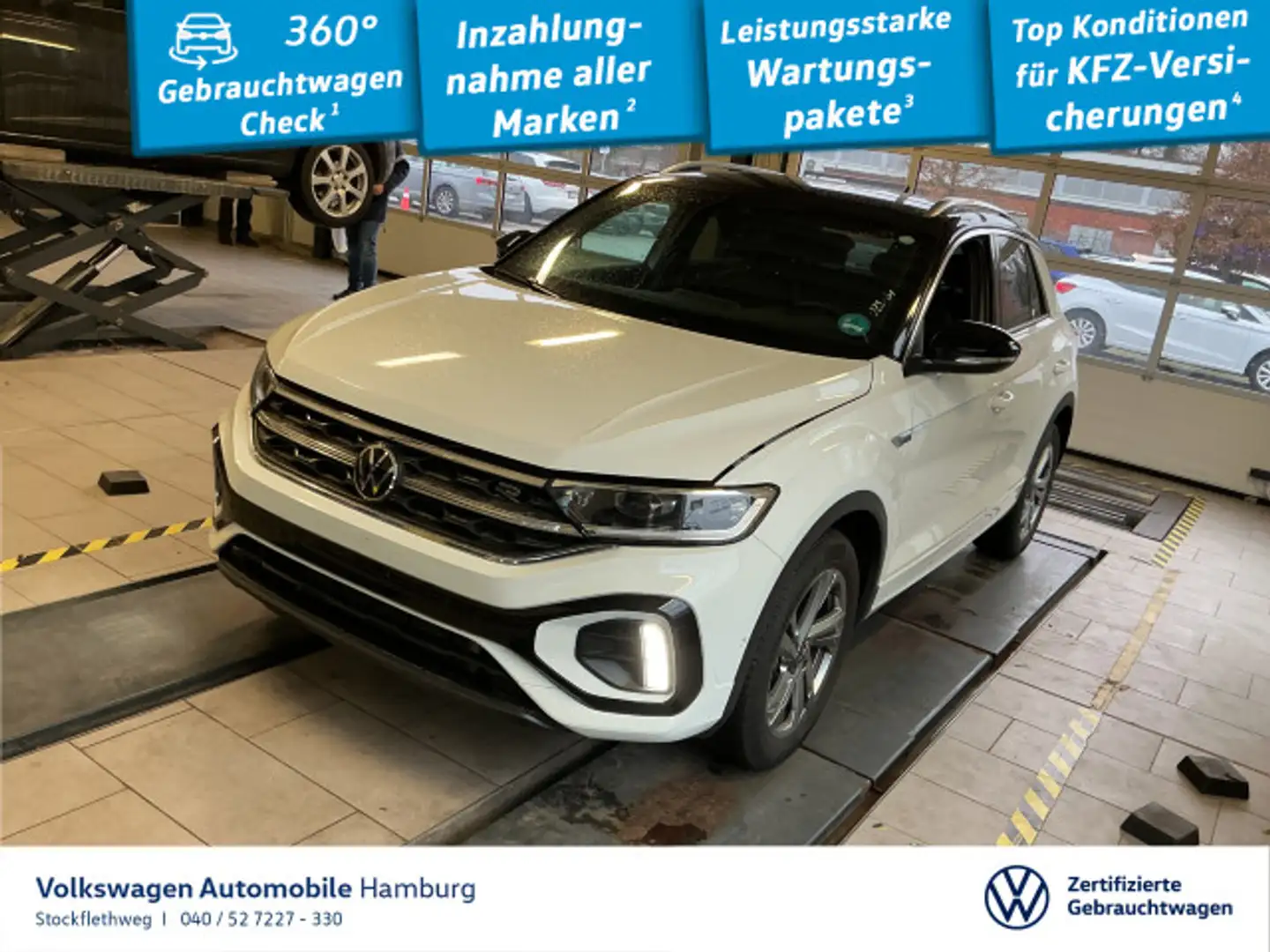 Volkswagen T-Roc 1.5 TSI R-Line DSG AHK Navi Kamera CarPlay Weiß - 1