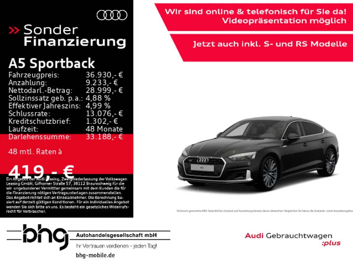 Audi A5 40 TFSI quattro S tronic advanced Schwarz - 1