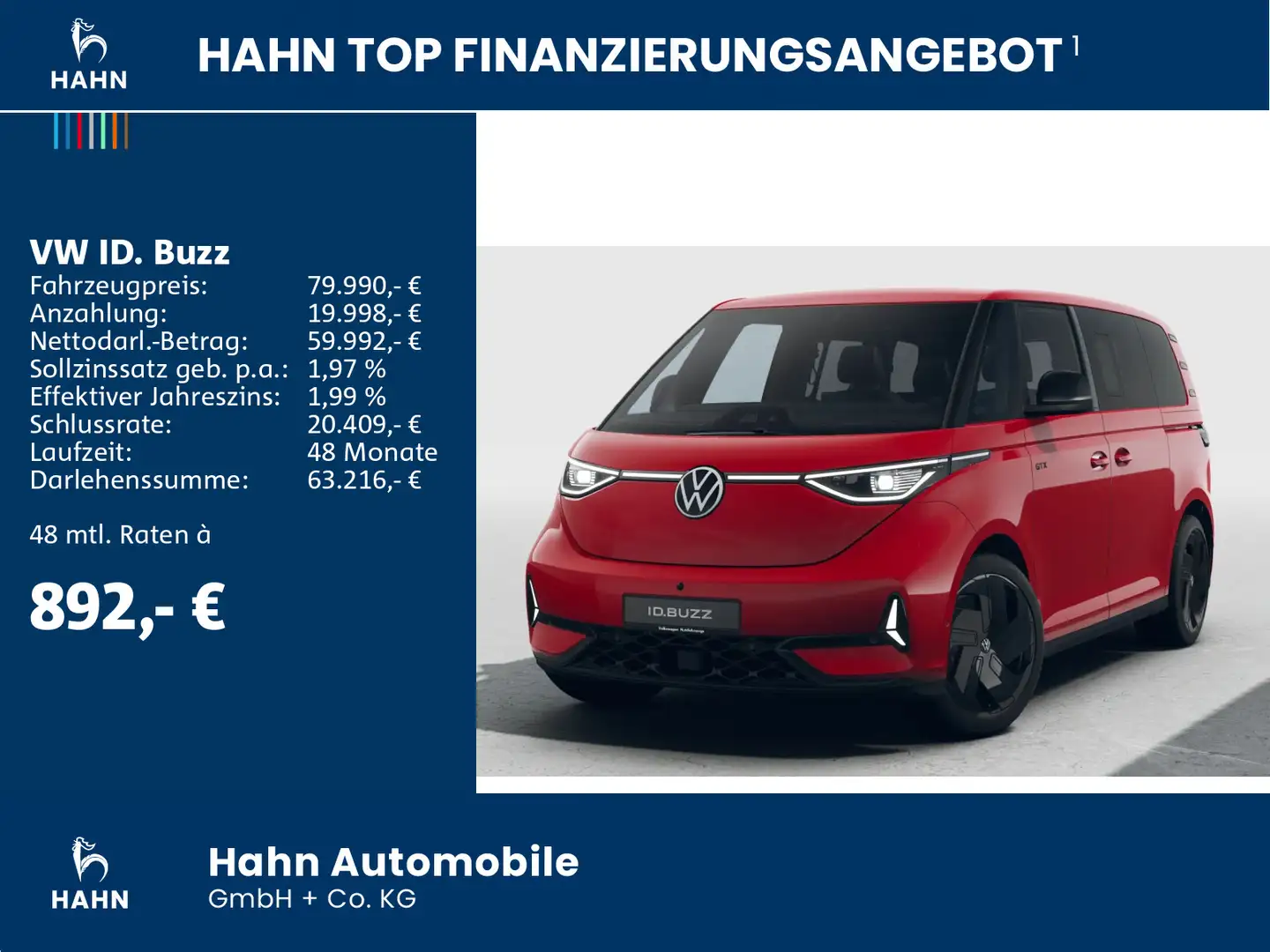 Volkswagen ID. Buzz GTX 4MOTION 250KW AHK 6SITZER 360° Rot - 2