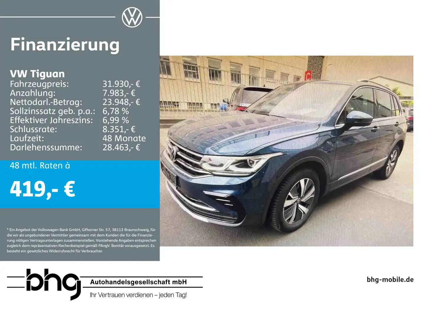 Volkswagen Tiguan 1.4 eHybrid DSG Elegance *AHK*DIG.COCKPIT Blau - 1