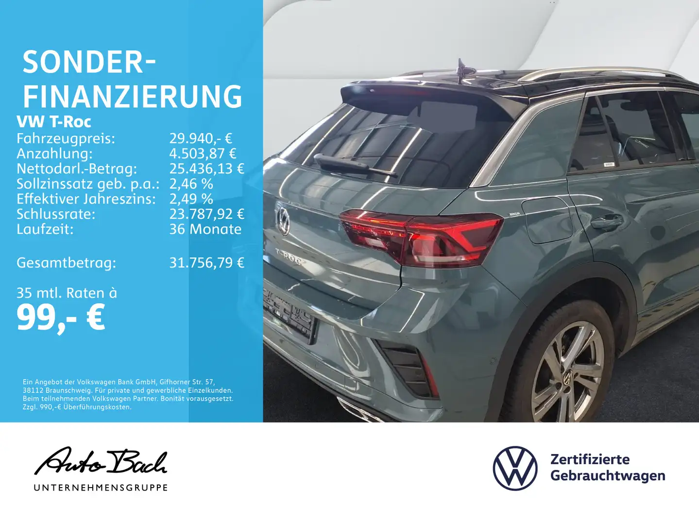 Volkswagen T-Roc T-ROC 1.5 TSI DSG R-Line, Navi, LED, App-Connect Blau - 2