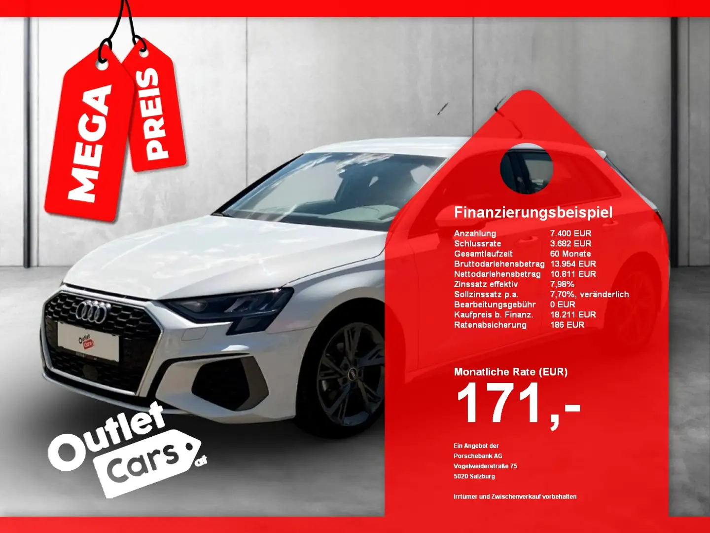Audi A3 Sportback 30 TFSI S-Line ASSIST+LEDER+LED Weiß - 1