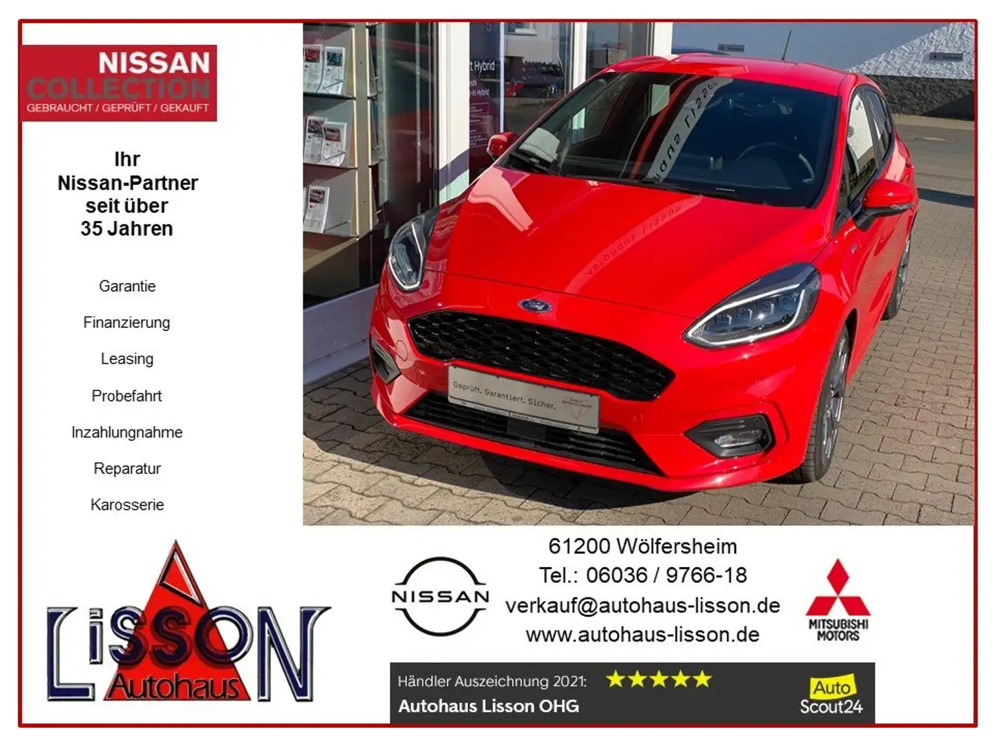 Ford Fiesta 1.0 AT EcoBoost Hybrid ST-Line LED ACC Rosso - 1