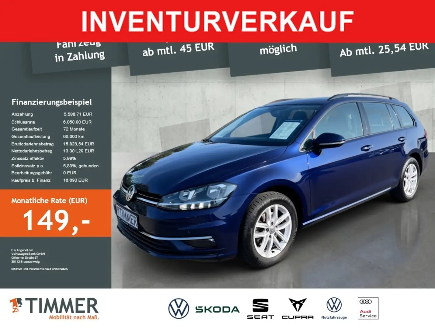 Volkswagen Golf Variant VII Variant Golf VII Variant 1.6 TDI COMFORT *R-K Blau - 1