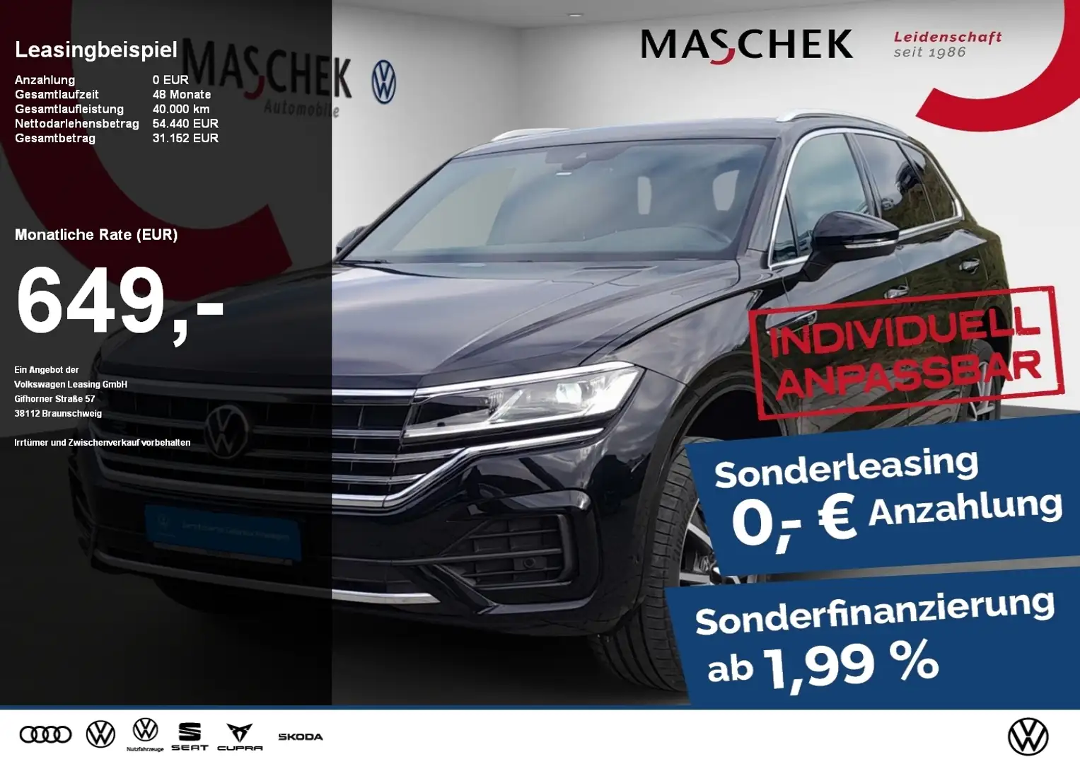Volkswagen Touareg R-Line 3.0 TDI AHK Luftfwk Anschlussg Memory Schwarz - 1