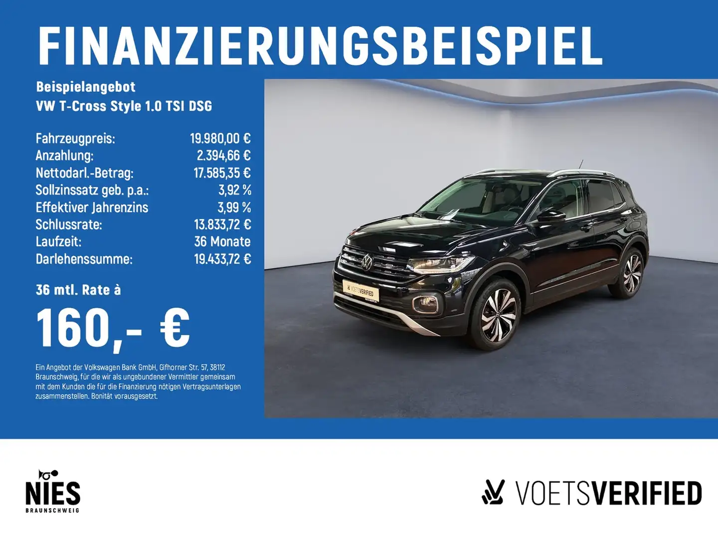 Volkswagen T-Cross Style 1.0 TSI DSG LED+ACC+RearView Noir - 2