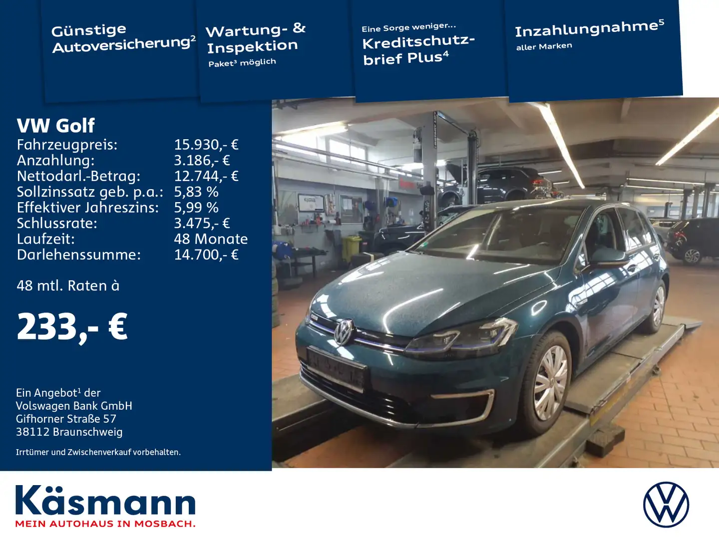 Volkswagen Golf VII Lim. e-Golf KAM ACC LED DYNAUDIO CCS Grün - 1