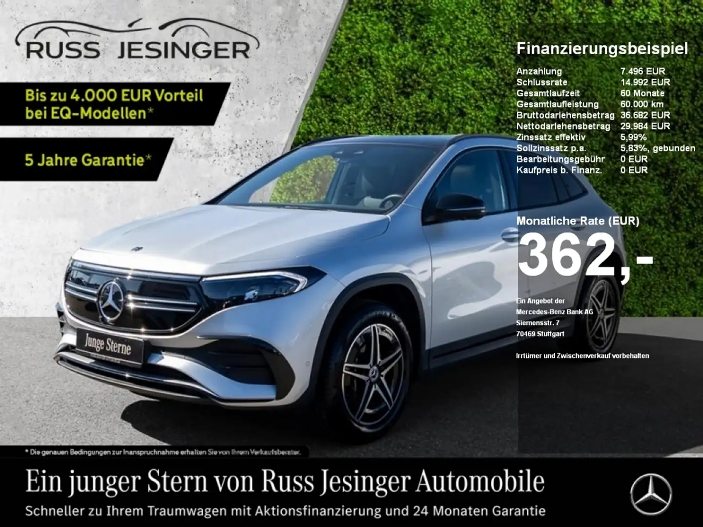 Mercedes-Benz EQA 250 AMG Line *LED*MBUX*Pano*360*KeyGo*SpurH* Ezüst - 1