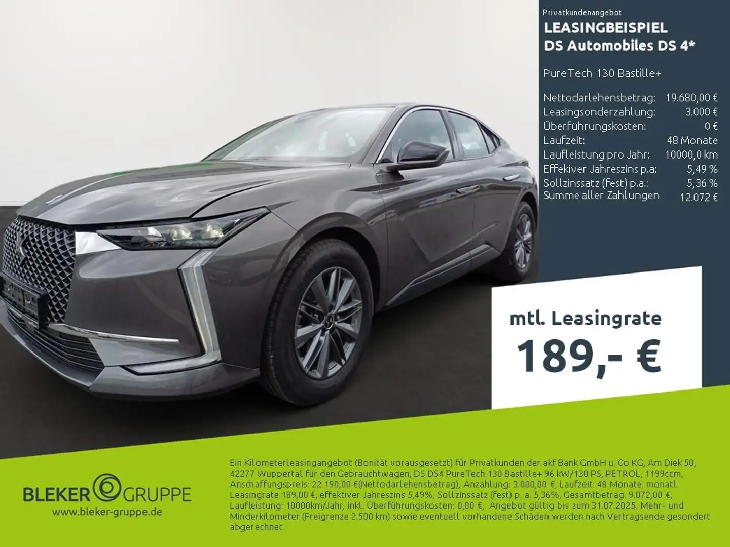 DS Automobiles DS 4 PureTech 130 Bastille+ Gris - 1