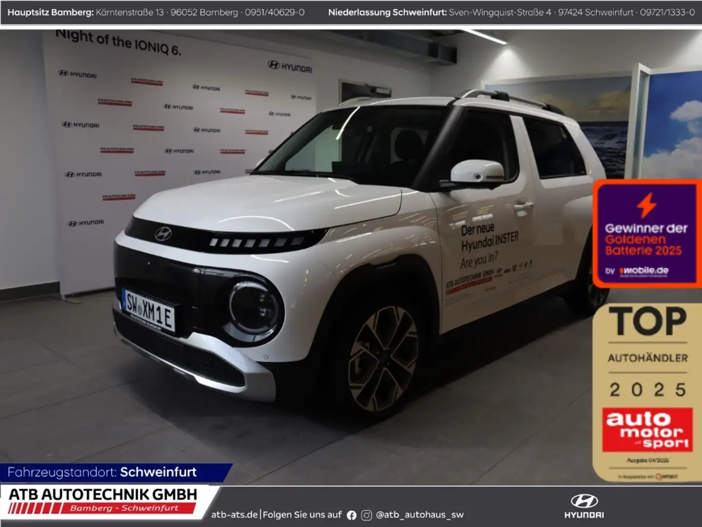 Hyundai Inster Prime MY25 49 kWh 115 PS V2L-Paket, Glasschiebedac Blanc - 1
