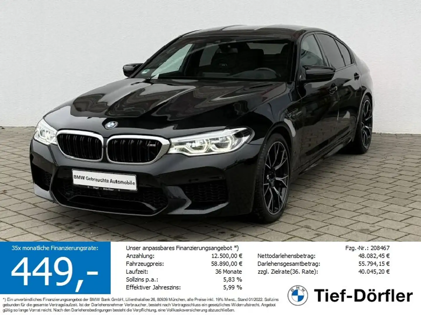 BMW M5 ACC/Vmax/S-LÜFT/B&W/SoftC/LHZ/4xAC/LED+/CAM Schwarz - 1