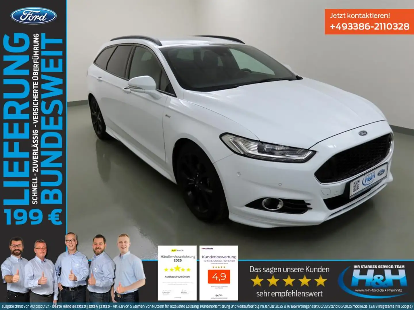 Ford Mondeo Turnier 1.5 EcoB ST-Line LED el.Sitze+AHK Blanc - 1