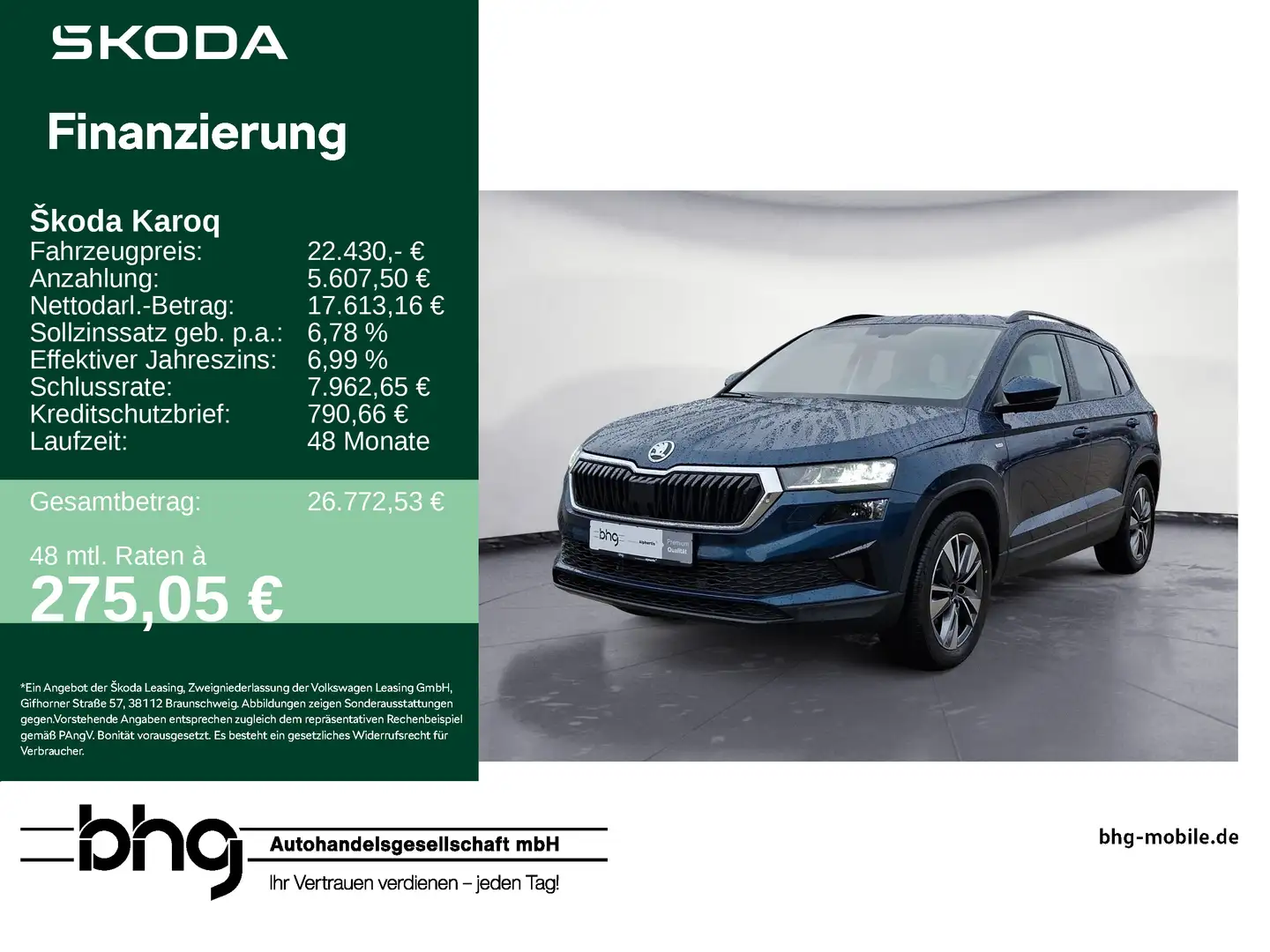 Skoda Karoq 2.0 TDI DSG Tour 4x4 Bleu - 1