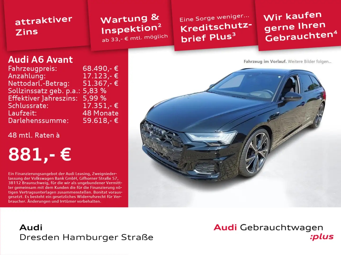 Audi A6 55TFSI S line qua. Nachtsicht Pano AHZV Schwarz - 1