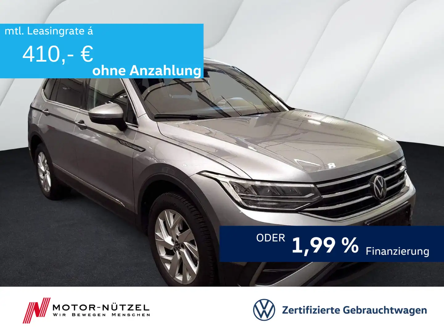 Volkswagen Tiguan Allspace 2.0 TDI DSG LIFE LED+NAVI+AHK+7S Silber - 1