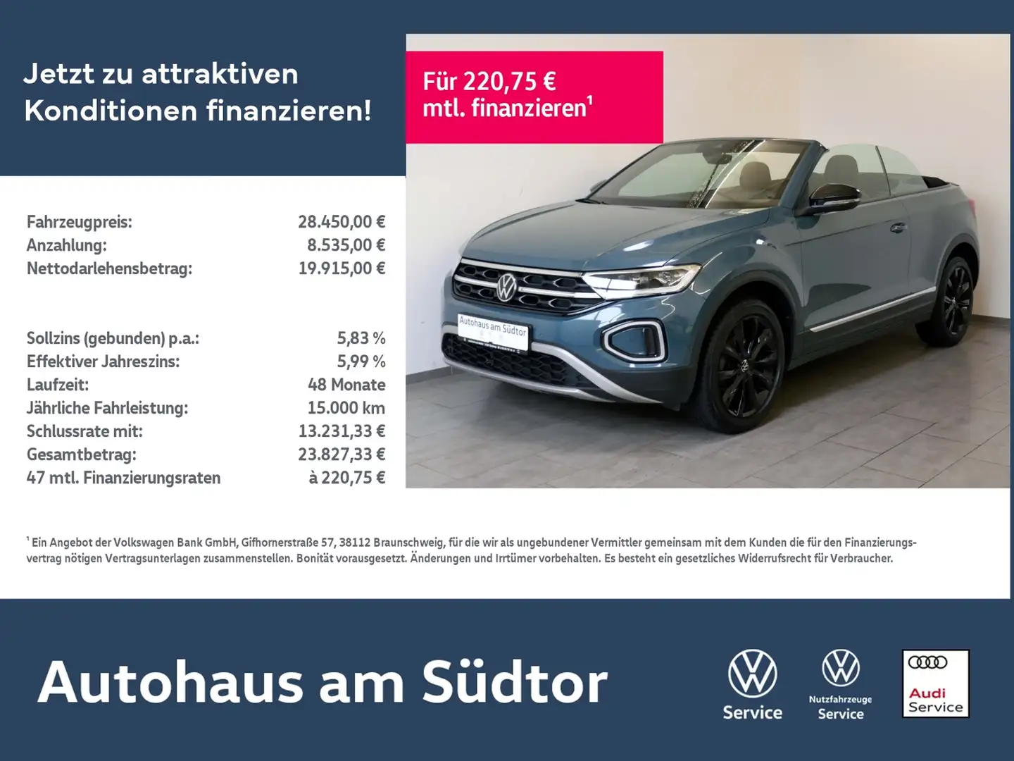 Volkswagen T-Roc Cabriolet Style 1.5 TSI | LED ACC Navi Blau - 1