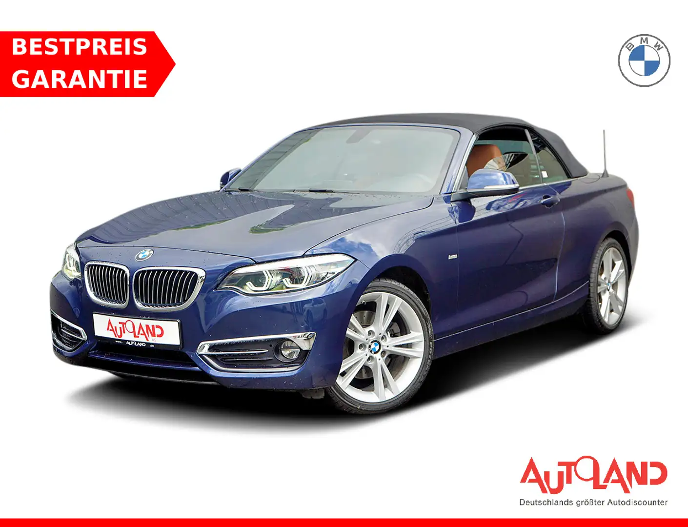BMW 220 220i Luxury Line Navi Totwinkel Leder Keyless-Go Blauw - 1