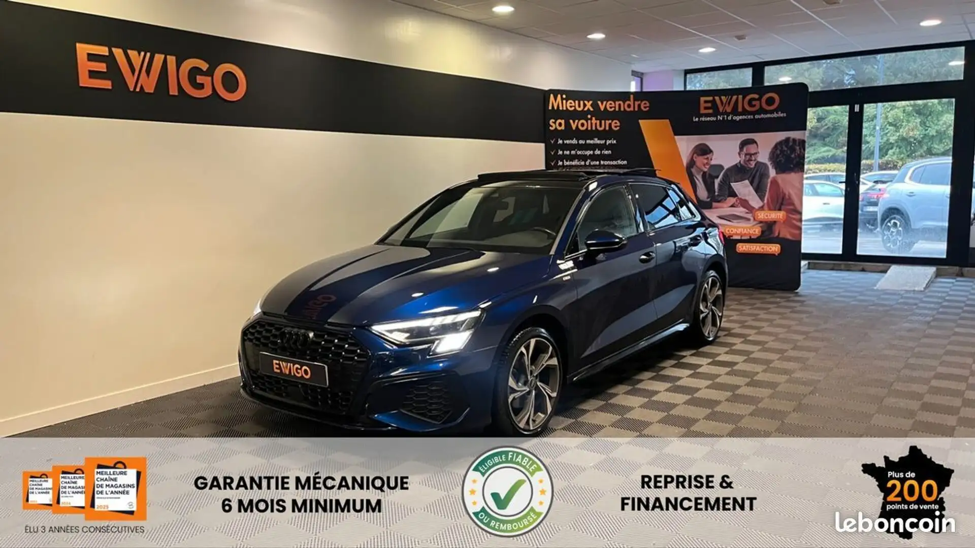Audi A3 2.0 35 tdi 150 s line s-tronic bva + toit ouvrant sieges chauffants hayon electrique Azul - 1