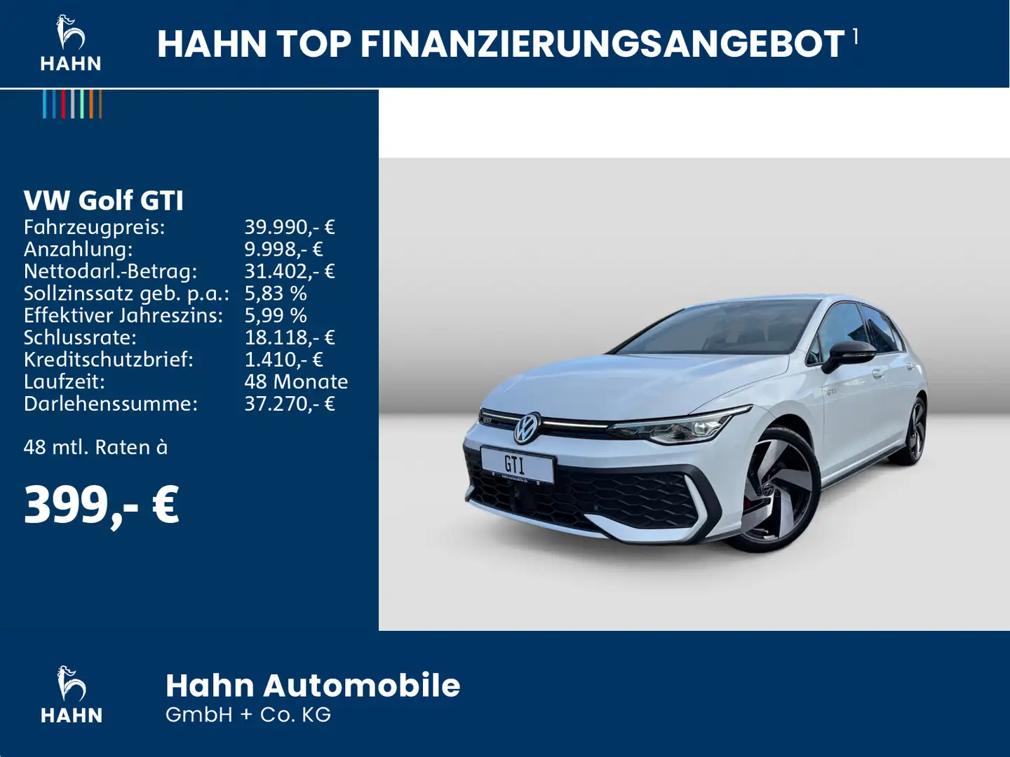 Volkswagen Golf GTI DSG 2,0TSI BLACK STYLE LED KAM ACC 18" Weiß - 2