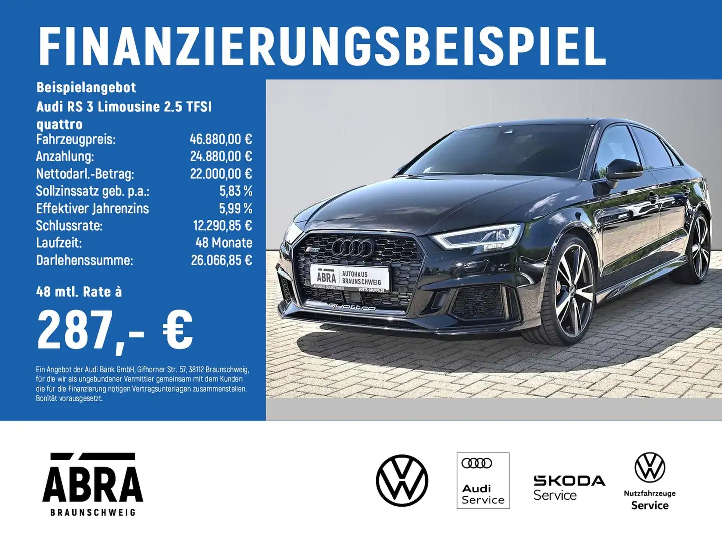 Audi RS3 RS 3 Limousine 2.5 TFSI quattro LED+NAV+PANO+B&O Negro - 2