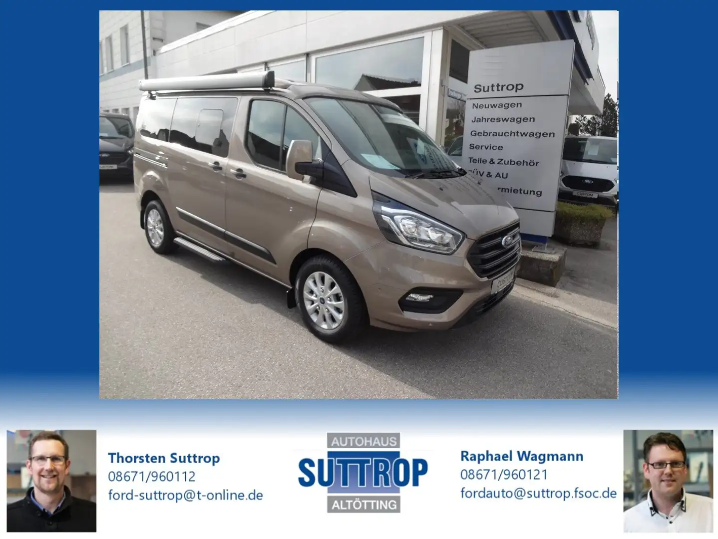 Ford Transit Custom 320 L1H1 Nugget Aufstelldach Sofort verfügbar! Grau - 1