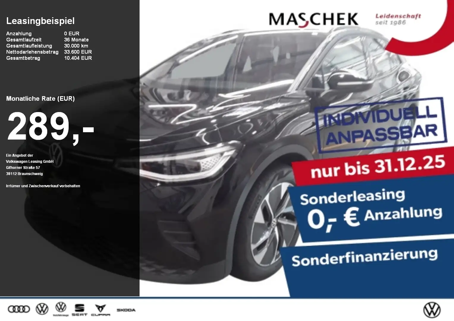 Volkswagen ID.4 .4 Sonderleasing! AHK Navi Anschlussg IQLight AHK Schwarz - 1