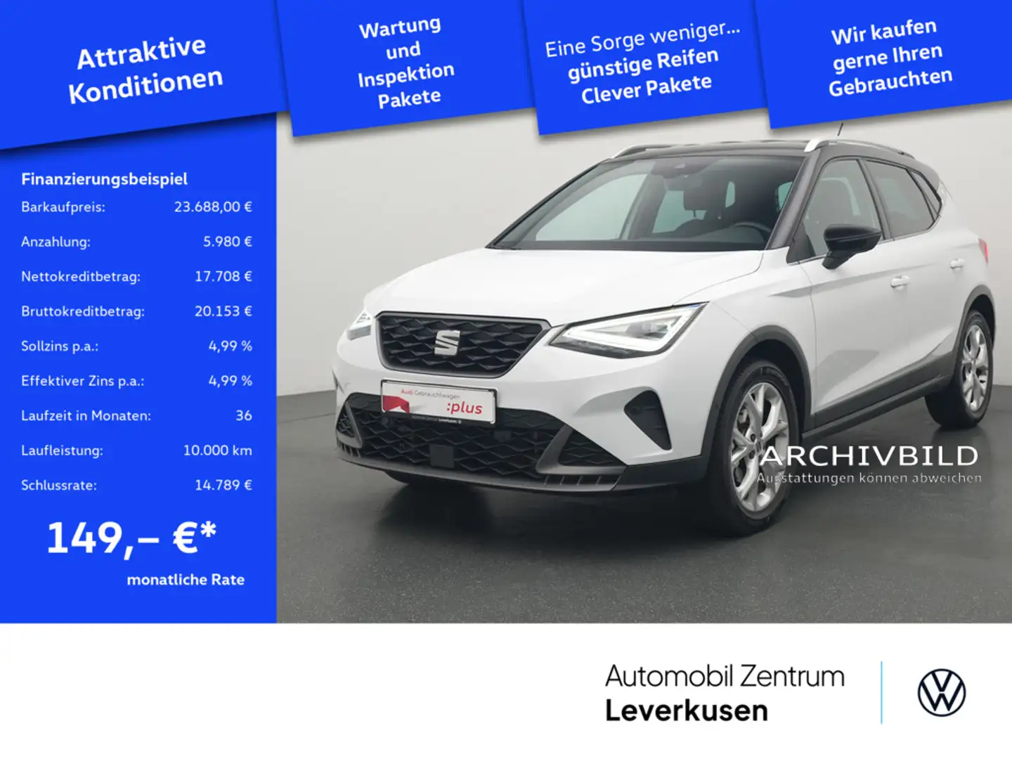 SEAT Arona FR DSG VIRT LED KAM PDC NAVI Weiß - 1