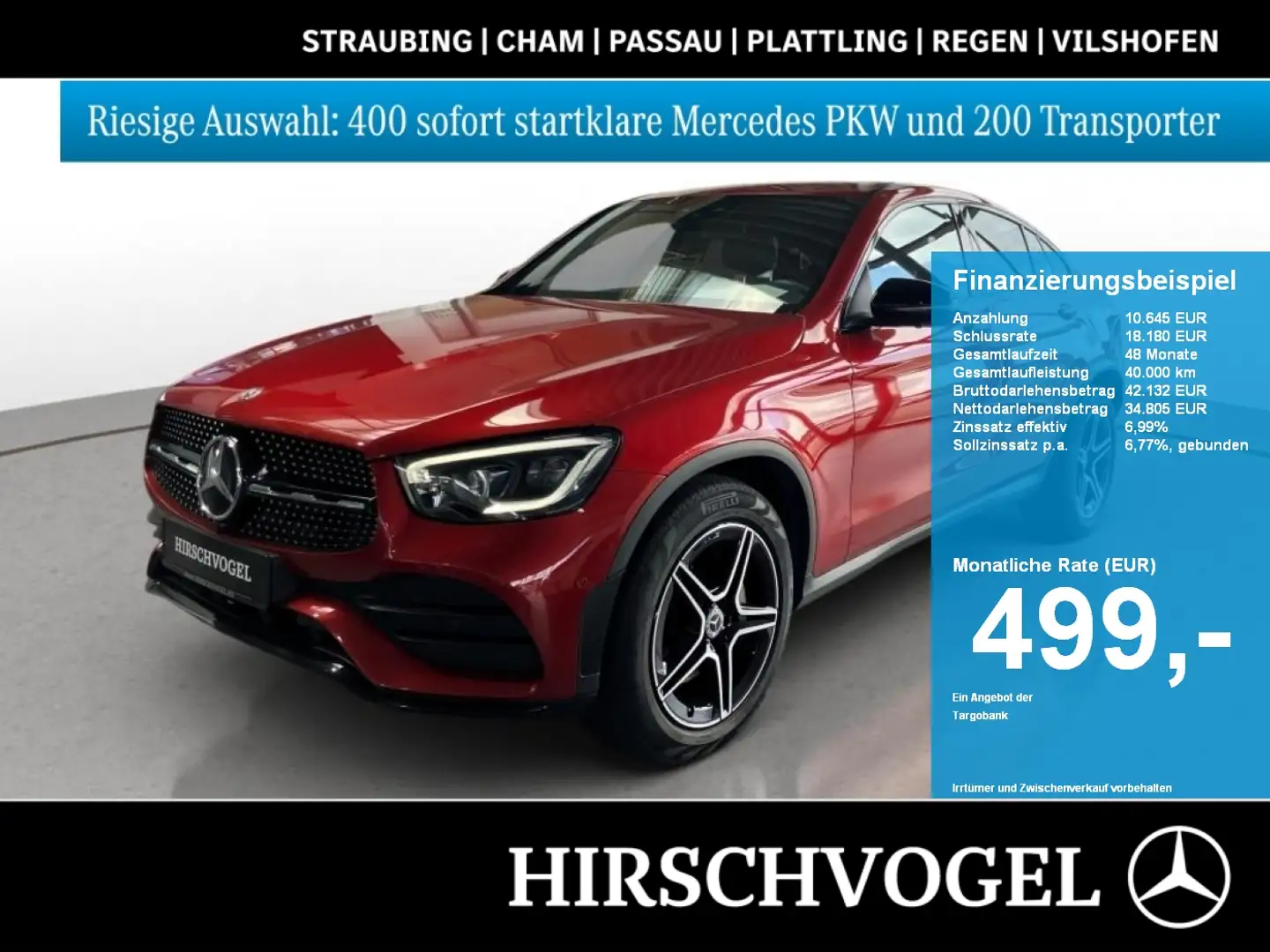 Mercedes-Benz GLC 400 d 4M AMG-Line+Night+SD+MULTIBEAM+Burmest Rot - 1