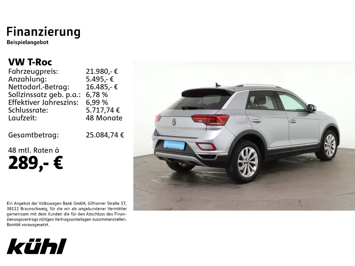 Volkswagen T-Roc 1.0 TSI Style LED+/ACC/Kamera/App/Navi Silber - 2
