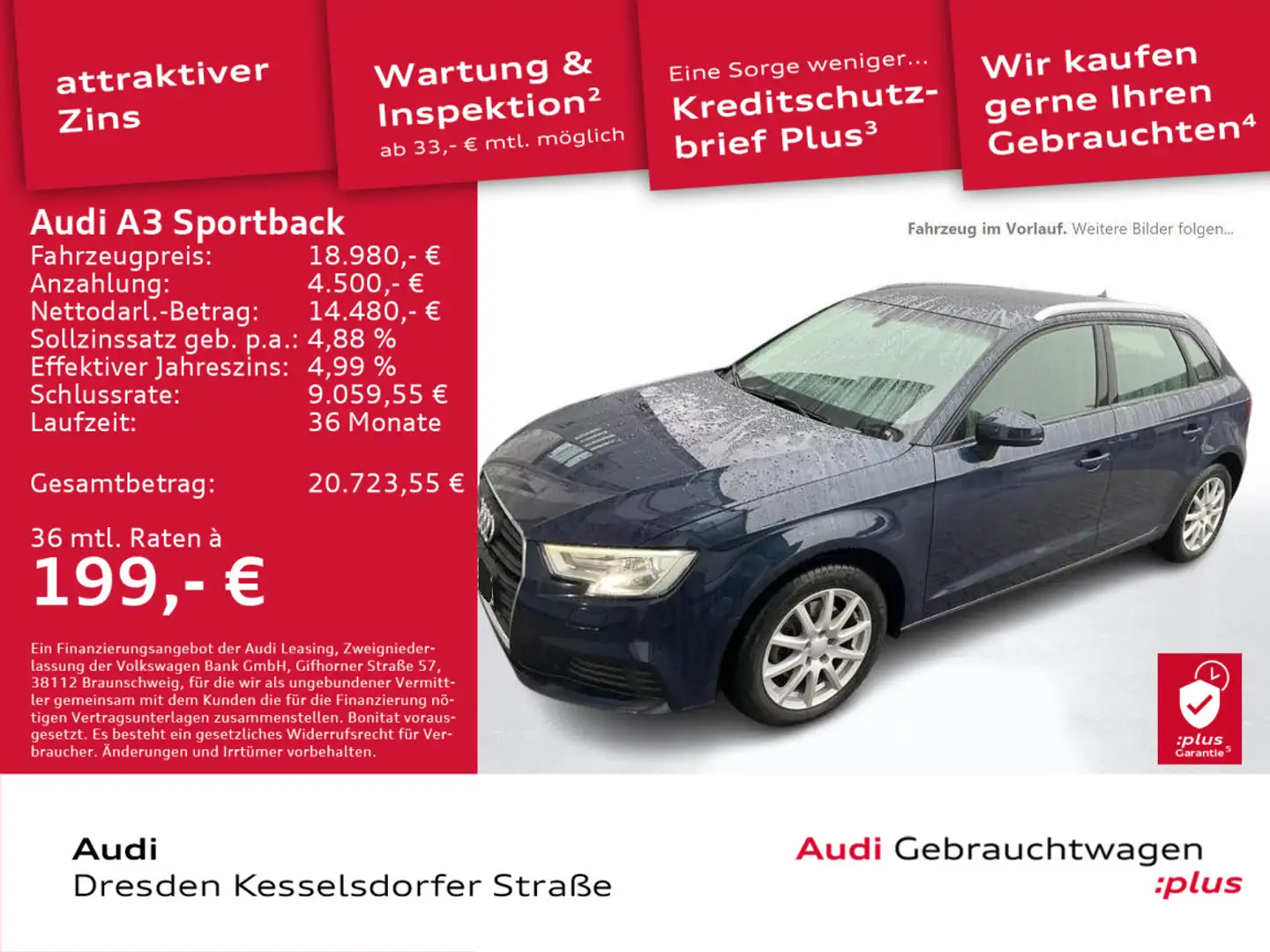 Audi A3 2.0 TDI Xenon PDC Navi Sitzhzg. Blau - 1