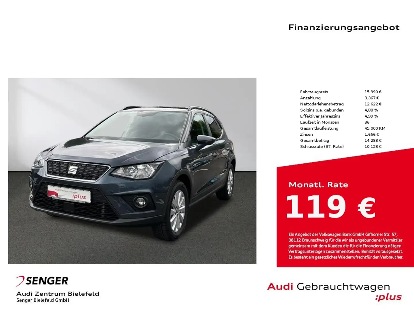SEAT Arona 1.0 TSI DSG CarPlay SHZ PDC Gris - 1