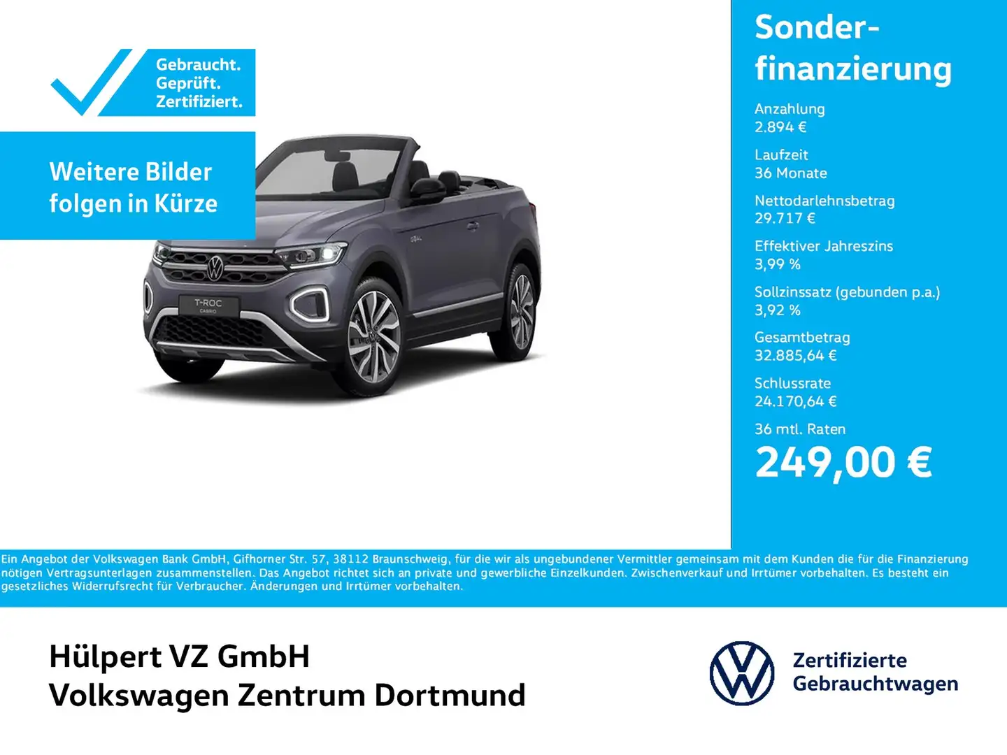 Volkswagen T-Roc Cabriolet 1.5 GOAL ACC LM18 NAVI SITZHEIZ. Gris - 1