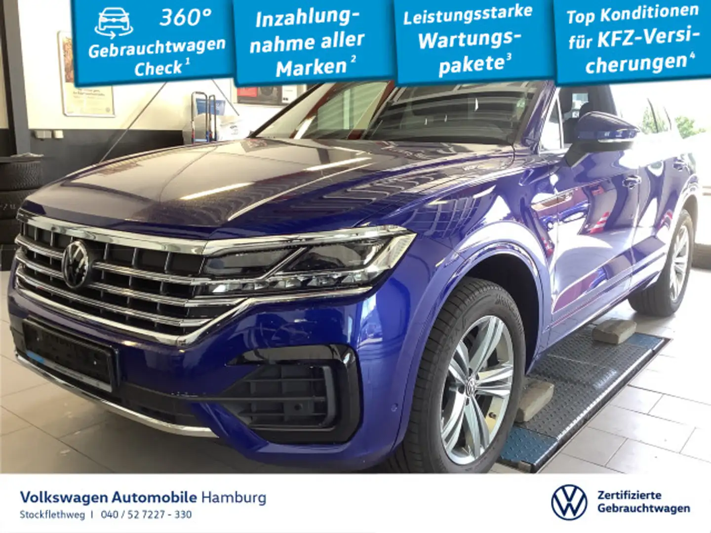 Volkswagen Touareg 3.0 TDI R-Line IQ.Light ACC Navi Massage Bleu - 1