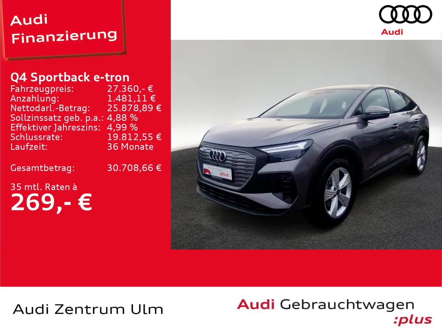 Audi Q4 e-tron Q4 Sportback 35 e-tron LED NAV KAM ASSISTENZ+ Grau - 1