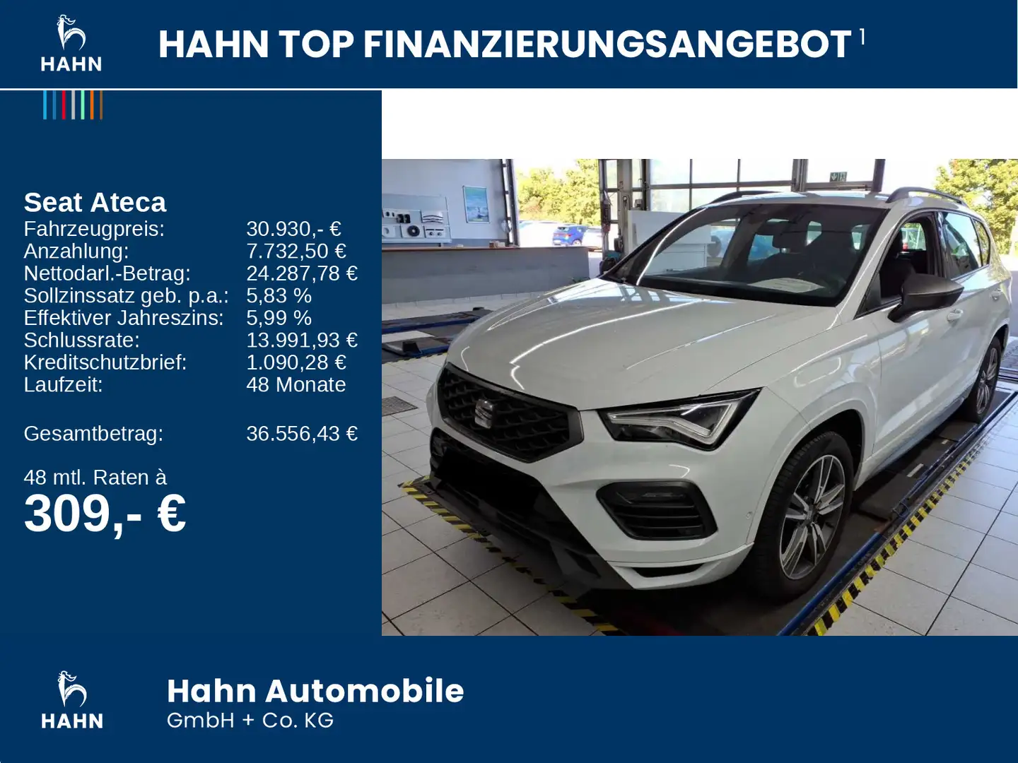 SEAT Ateca FR 2.0TSI DSG 4Drive LED 360° ACC Navi AHK Weiß - 2
