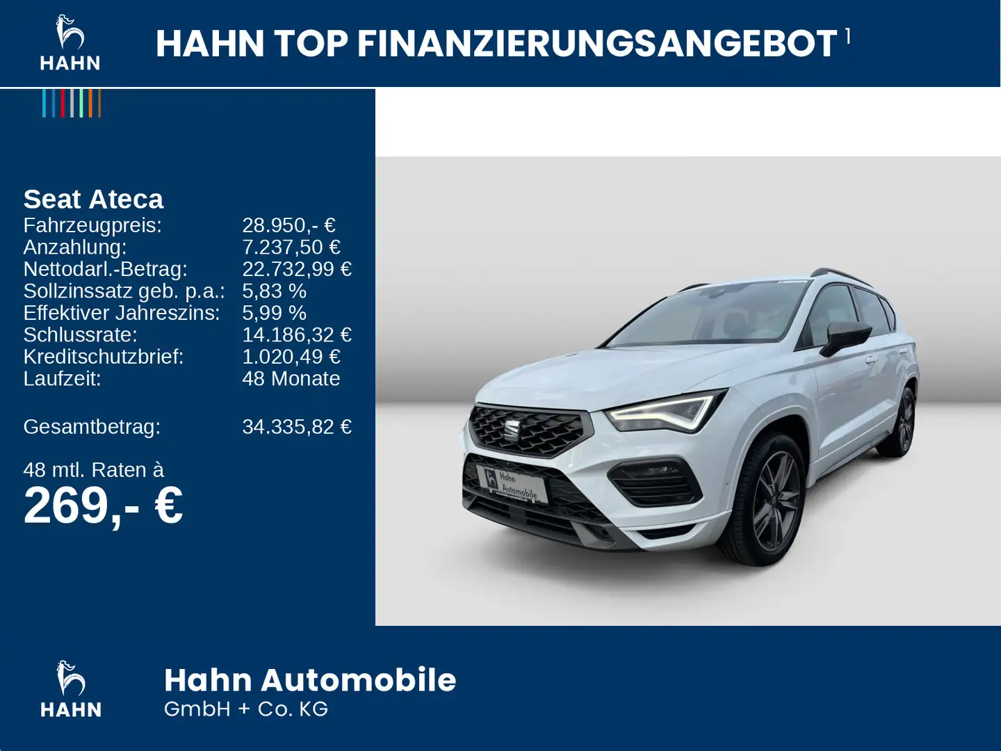 SEAT Ateca FR 2.0TSI DSG 4Drive LED 360° ACC Navi AHK Weiß - 2